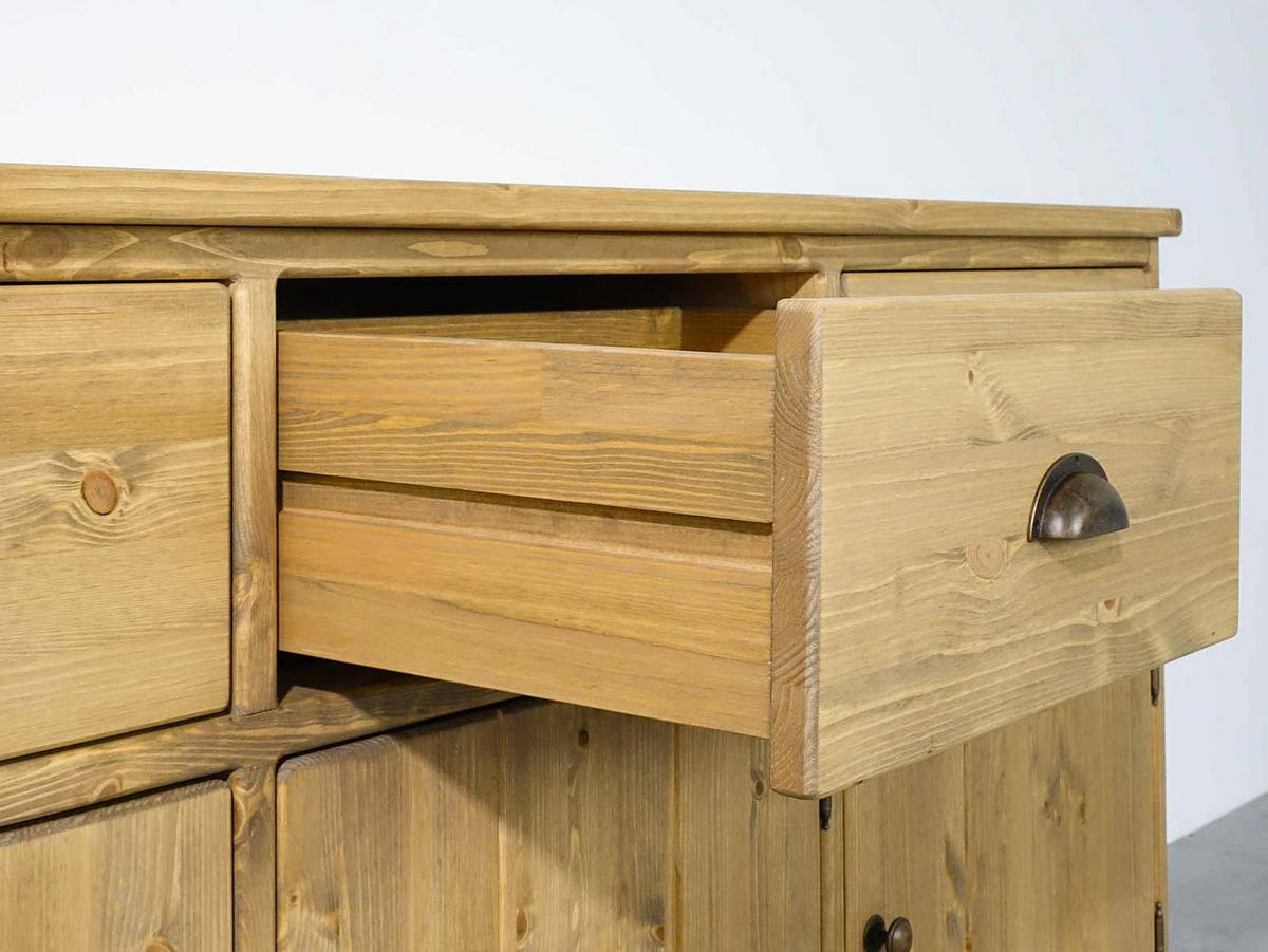 KOMMODE aus Massivholz Dakota 3 - Hellbraun, Holz (152/80/46cm) - Seart