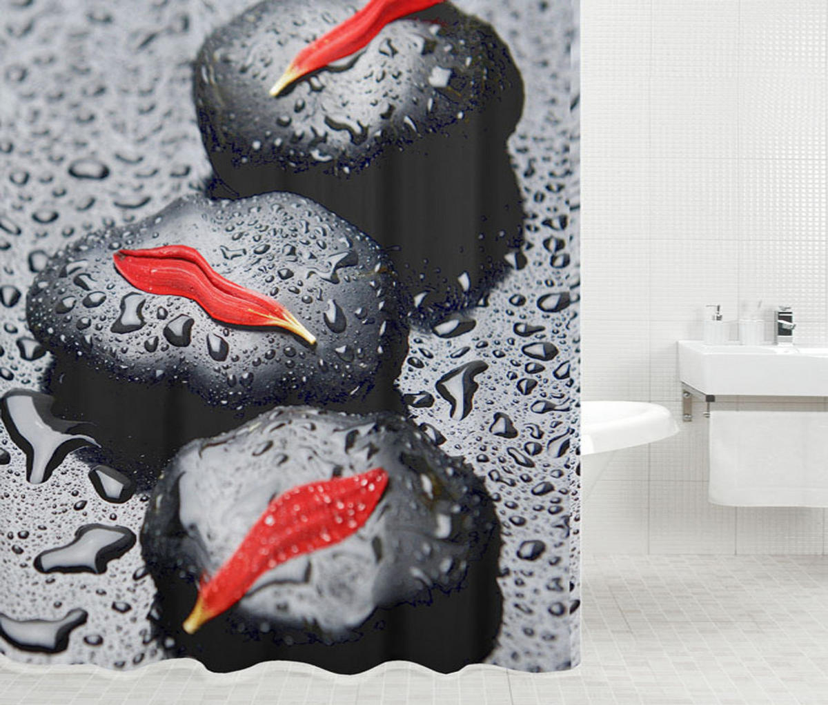 DUSCHVORHANG Elegance 180 x 200 cm - Schwarz, Textil (180/200cm) - Sanilo