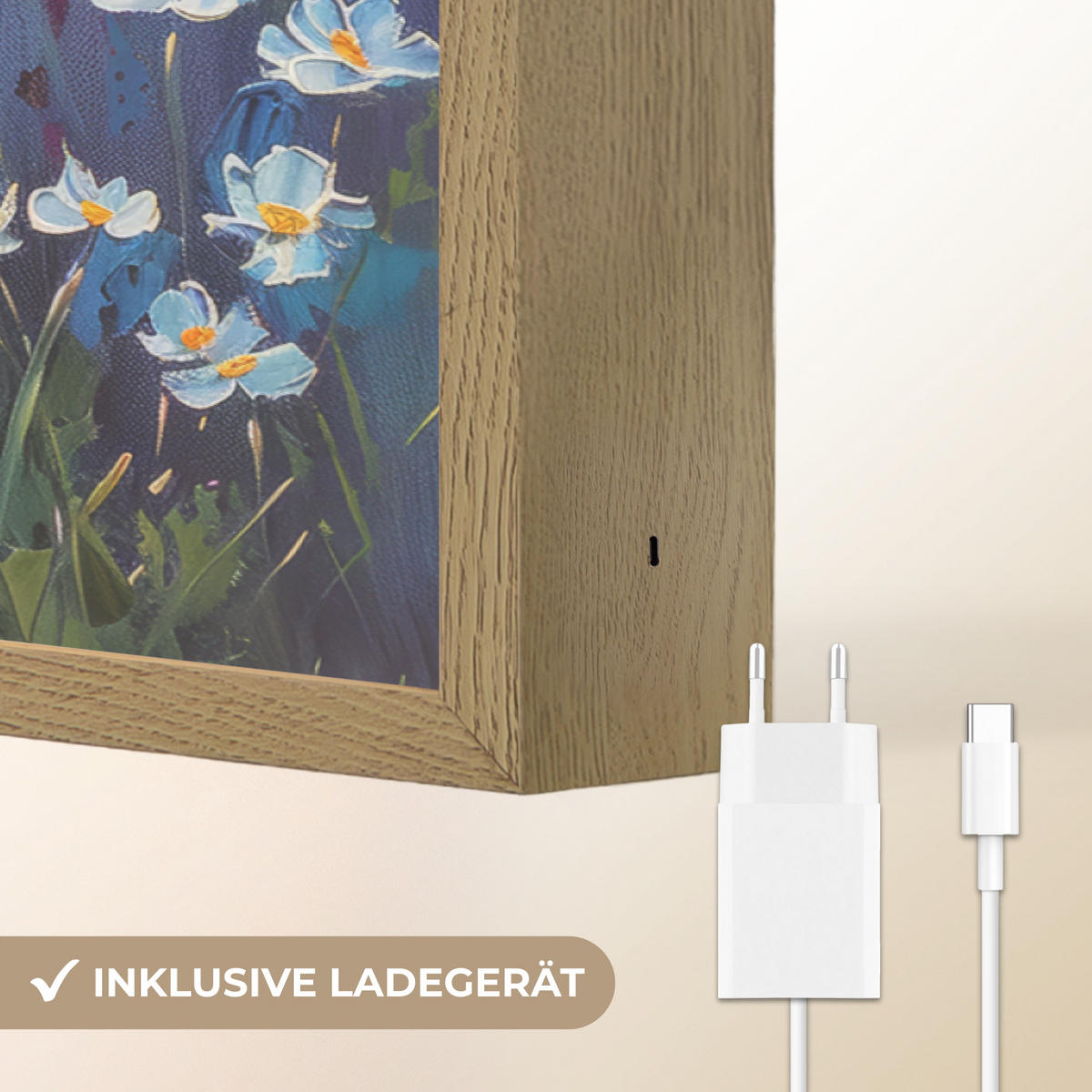 NÁSTĚNNÁ LAMPA S AKUMULÁTOREM Květiny - Příroda - Akvarel - Umění 100x70 cm - různobarevná, kompozitní dřevo (100/70/8cm) - OnlyWow