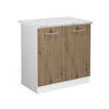 SPÜLENUNTERSCHRANK R-Line Artisan-Eiche 80 cm, AP Marmor - Weiß/Eiche Artisan, Holzwerkstoff (80/81.6/60cm) - Vicco