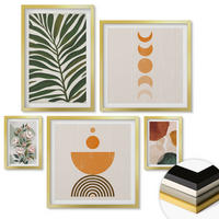 WANDBILDER 5er Set - 50x50 cm & 20x30 cm & 40x60 cm Goldrahmen - Abstrakte Blattformen - Goldfarben, Kunststoff (40/60cm) - ArtPrintCave