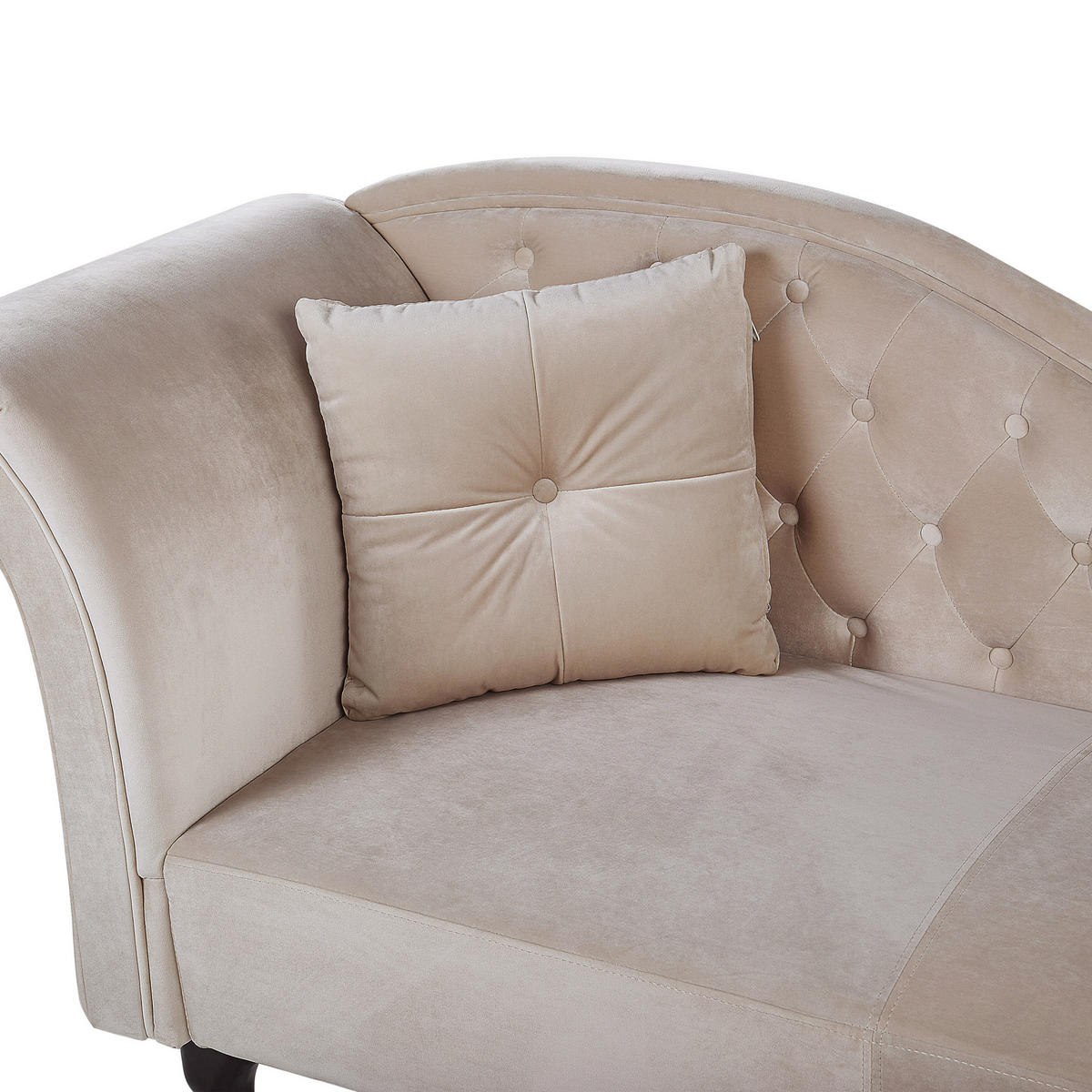 CHAISELONGUE Samtstoff beige linksseitig Lattes - Beige, Textil (188/87/59cm) - Beliani