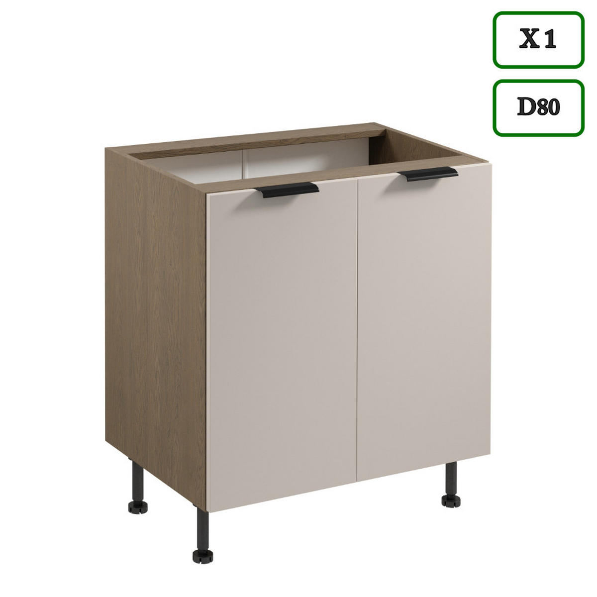 KÜCHENZEILE 400 cm –Sorento K73-M400 - in Beige / Matt - Beige/Schwarz, Holz/Holzwerkstoff (400/247/58cm)