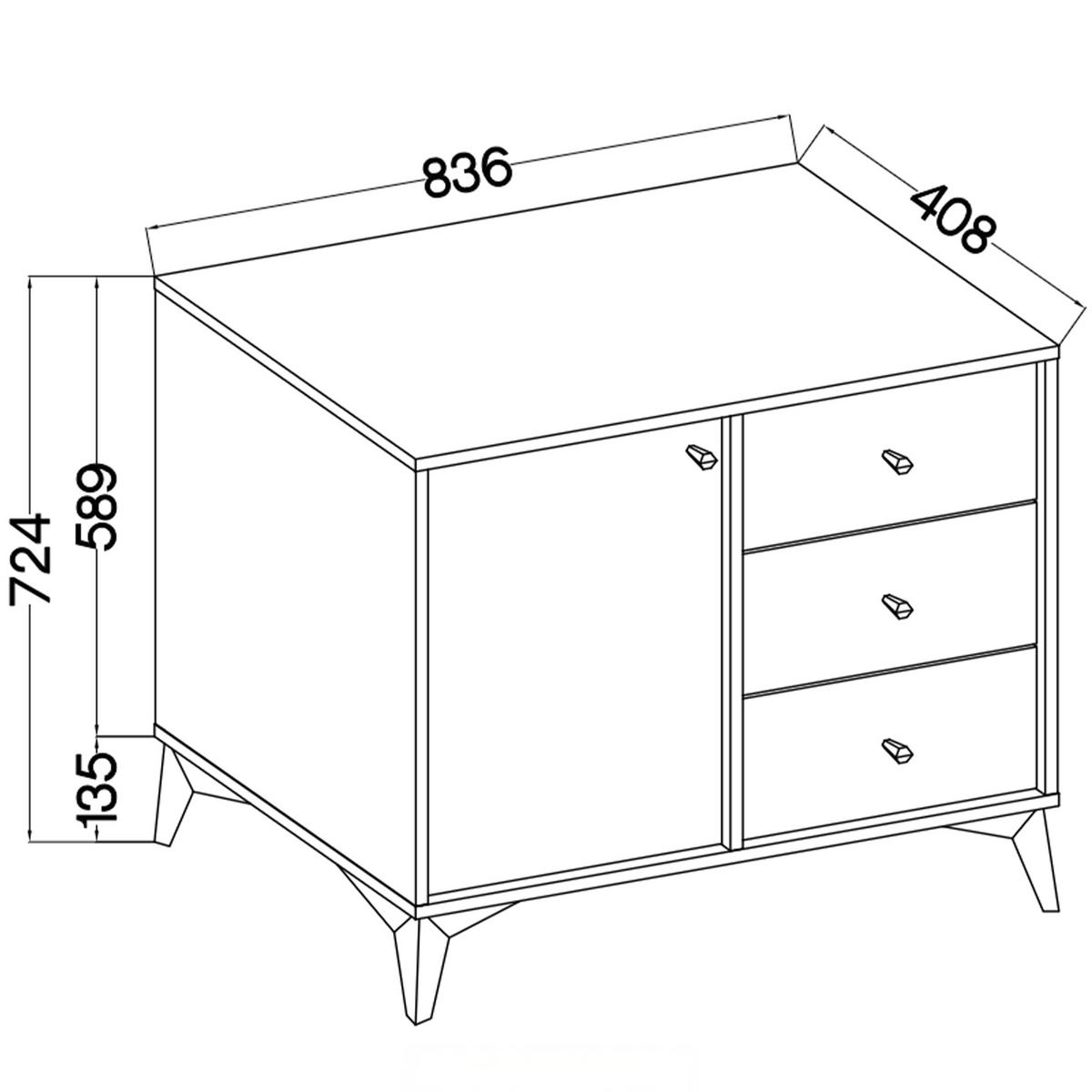 KOMMODE FLOREN, Creme/Gold - Creme, Holzwerkstoff/Metall (83.6/72.4/40.8cm) - KONSIMO®