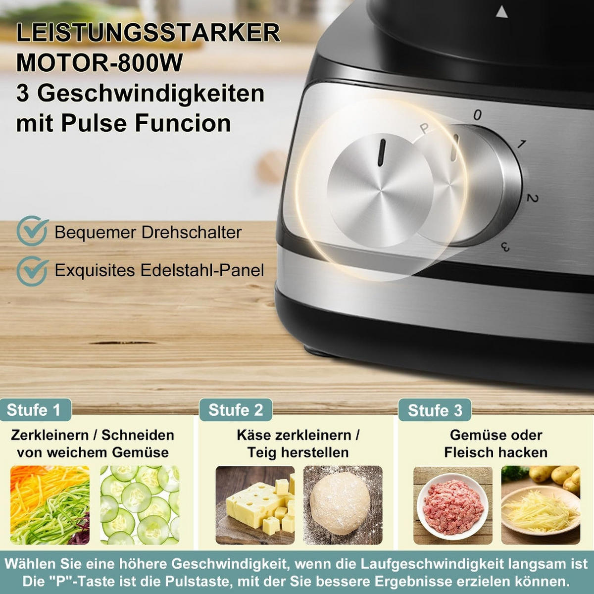 KÜCHENMASCHINE 6-in-1 , MULTIFUNKTIONAL, mit Zerkleinerer und Knethaken, Kunststoff und Edelstahl, für die Küche, 2 l - Silberfarben, Metall (26/28.3/39.52cm) - Rolipo
