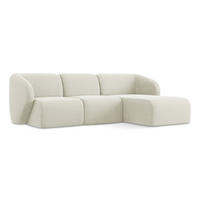 ECKSOFA Rechts Bouclé Stoff Beige - Sandfarben/Schwarz, Holzwerkstoff/Kunststoff (248/166cm) - Makamii