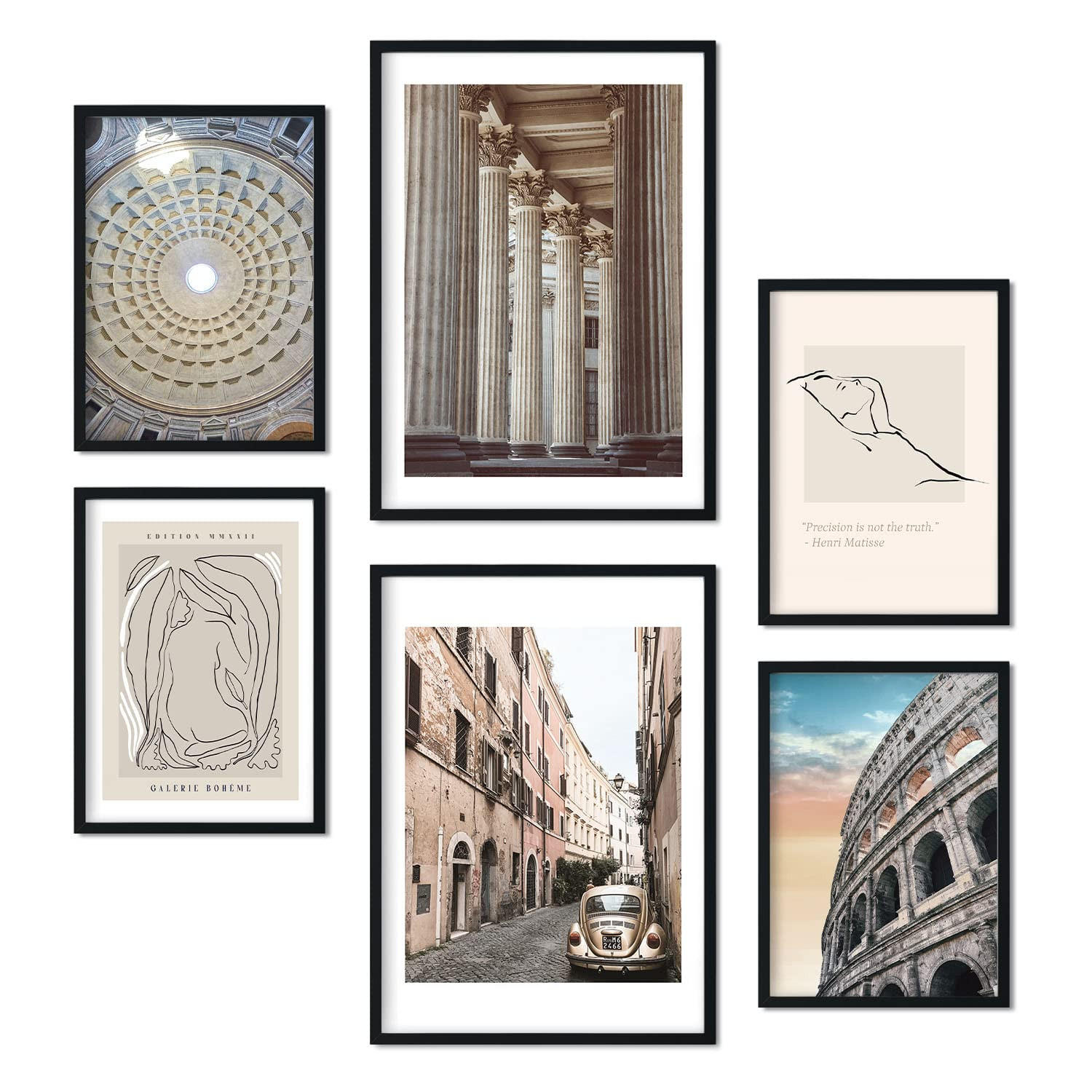 POSTER Set Mit 6 Vintage Rom A3 & A4 Rahmenlos - Klar, Papier (29/3cm) - Nacnic