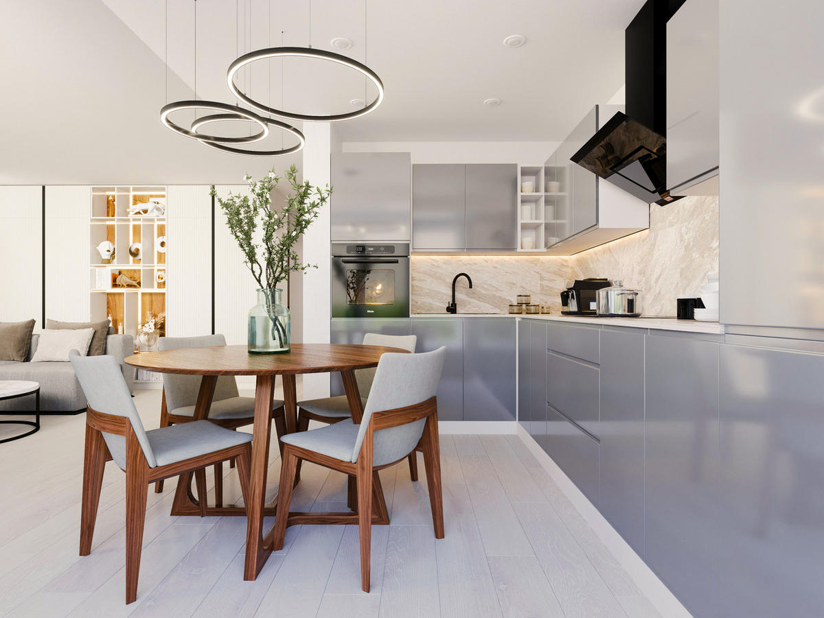 ECKKÜCHE 300x140 cm Glanzia – KU-S09 – Grau – Hochglanz - Grau, Holzwerkstoff (300/212/140cm) - hi-markt