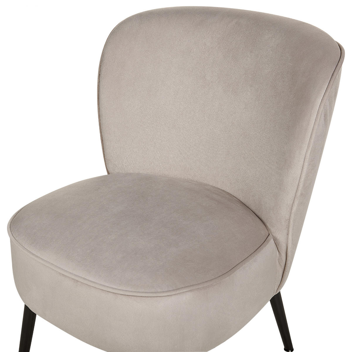 SESSEL Samtstoff taupe/schwarz Voss - Beige/Schwarz, Textil (60/76/52cm) - Beliani