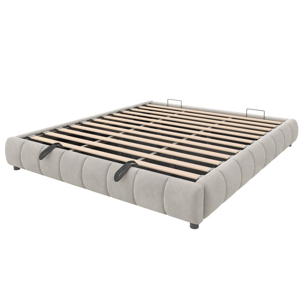 POLSTERBETT mit Stauraum 180x200 cm Beige - Beige, Metall (180/200cm) - Meubliv