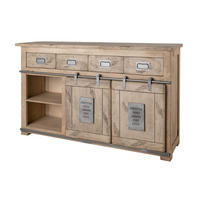 SIDEBOARD Mango 150x45x90 whitewash lackiert RAILWAY #319 - Beige, Holz (150/90/45cm) - Massivmoebel24