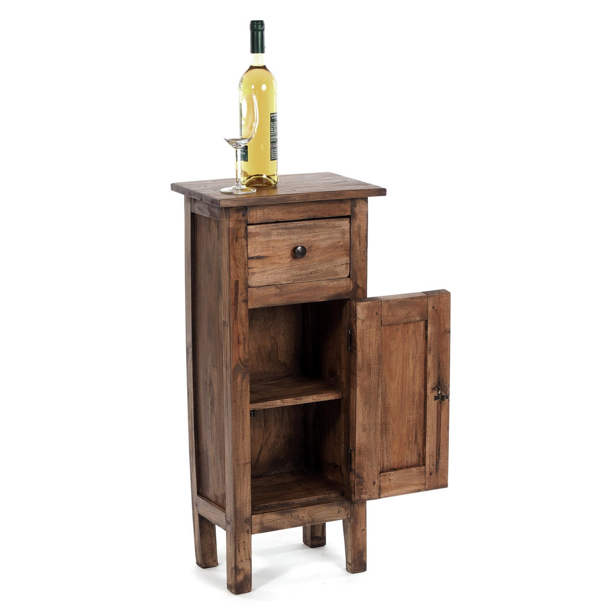 FLURSCHRANK PLANT 80 Mahagoni Recyclingholz, Used Look 02 hellbraun - Hellbraun, Holz (35/80/25cm) - DESIGN DELIGHTS