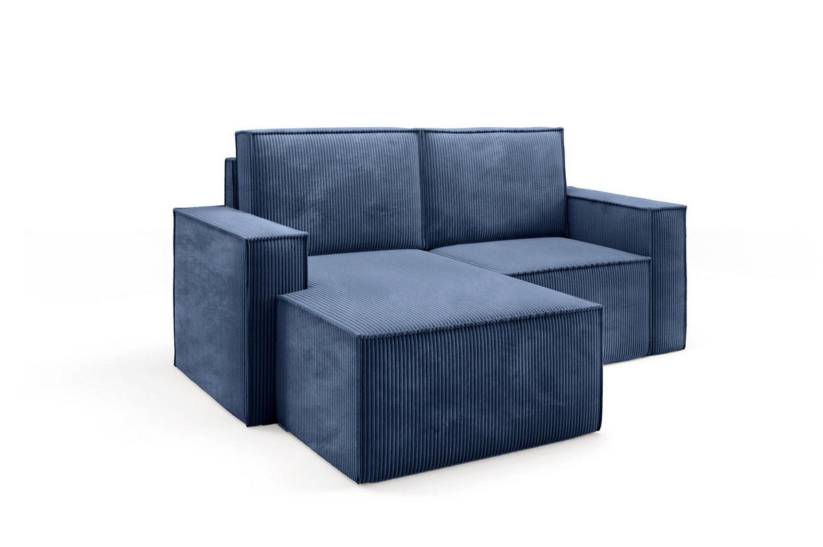 ECKSOFA Orto Dunkelblau, Zweisitzer Kordecksofa linke seite - Dunkelblau, Holzwerkstoff/Textil (180/141cm) - Bettso