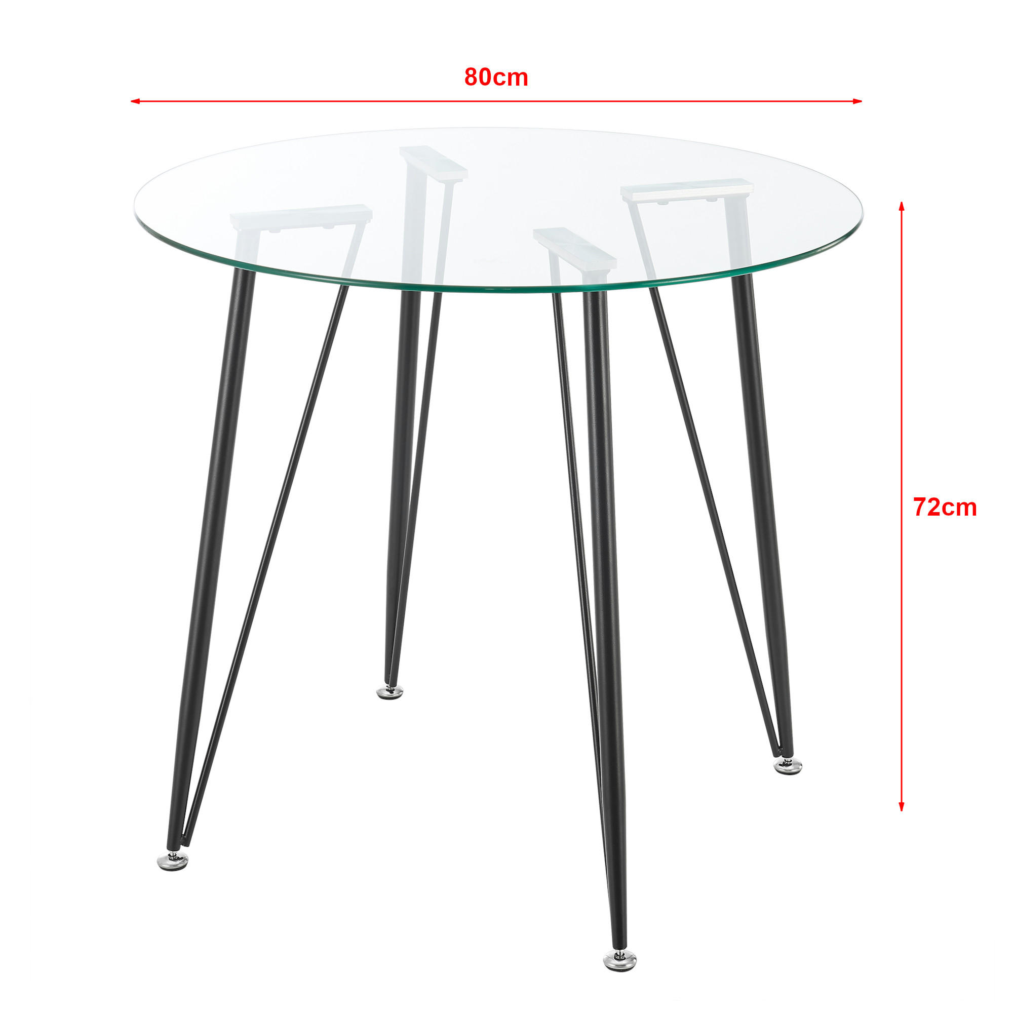 ESSTISCH Huittinen - Transparent/Schwarz, Glas/Metall (80/80/72cm) - [en.casa]