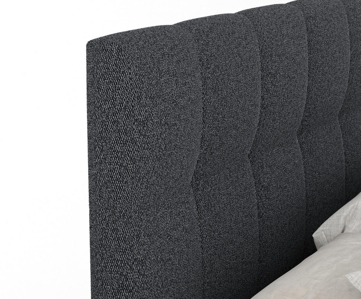 BOXSPRINGBETT Elisio Schwarz 160/200 cm mit Latex-Topper - Silberfarben/Schwarz, Holz/Holzwerkstoff (160/200cm) - Maison de Reve