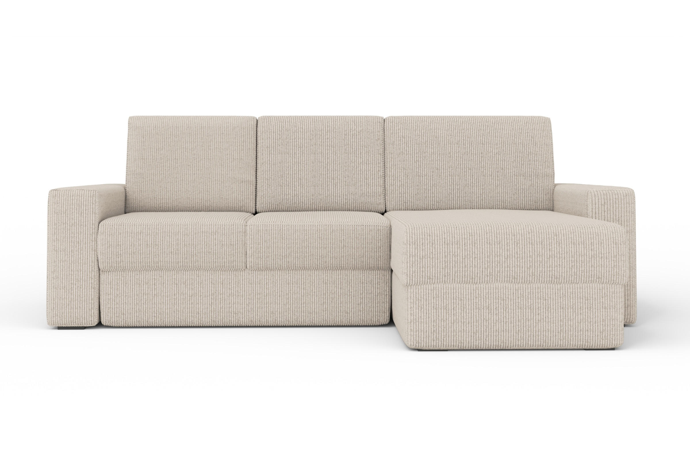ECKSOFA TOCO L 240x145 cm in Cord Creme rechts - Creme, Holz/Holzwerkstoff (240/145cm) - Deine Möbel 24