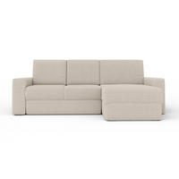 ECKSOFA TOCO L 240x145 cm in Cord Creme rechts - Creme, Holz/Holzwerkstoff (240/145cm) - Deine Möbel 24