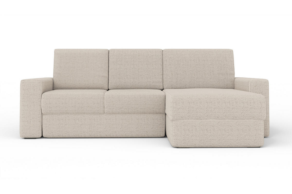 ECKSOFA TOCO L 240x145 cm in Cord Creme rechts - Creme, Holz/Holzwerkstoff (240/145cm) - Deine Möbel 24