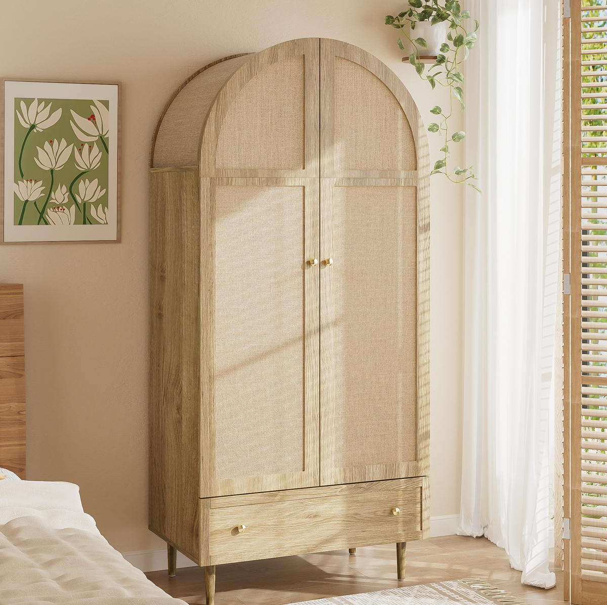 KLEIDERSCHRANK 79/50/175 cm eichefarben aus MDF mit Schubladen - Nussbaumfarben, Holzwerkstoff (79/175/50cm) - OKWISH