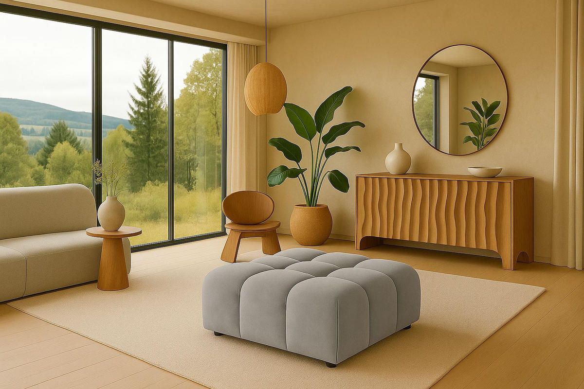 HOCKER, Modulhocker Bolla, stoff Bluvel, Grau - Grau, Holz (96/42/96cm) - Kaiser Möbel