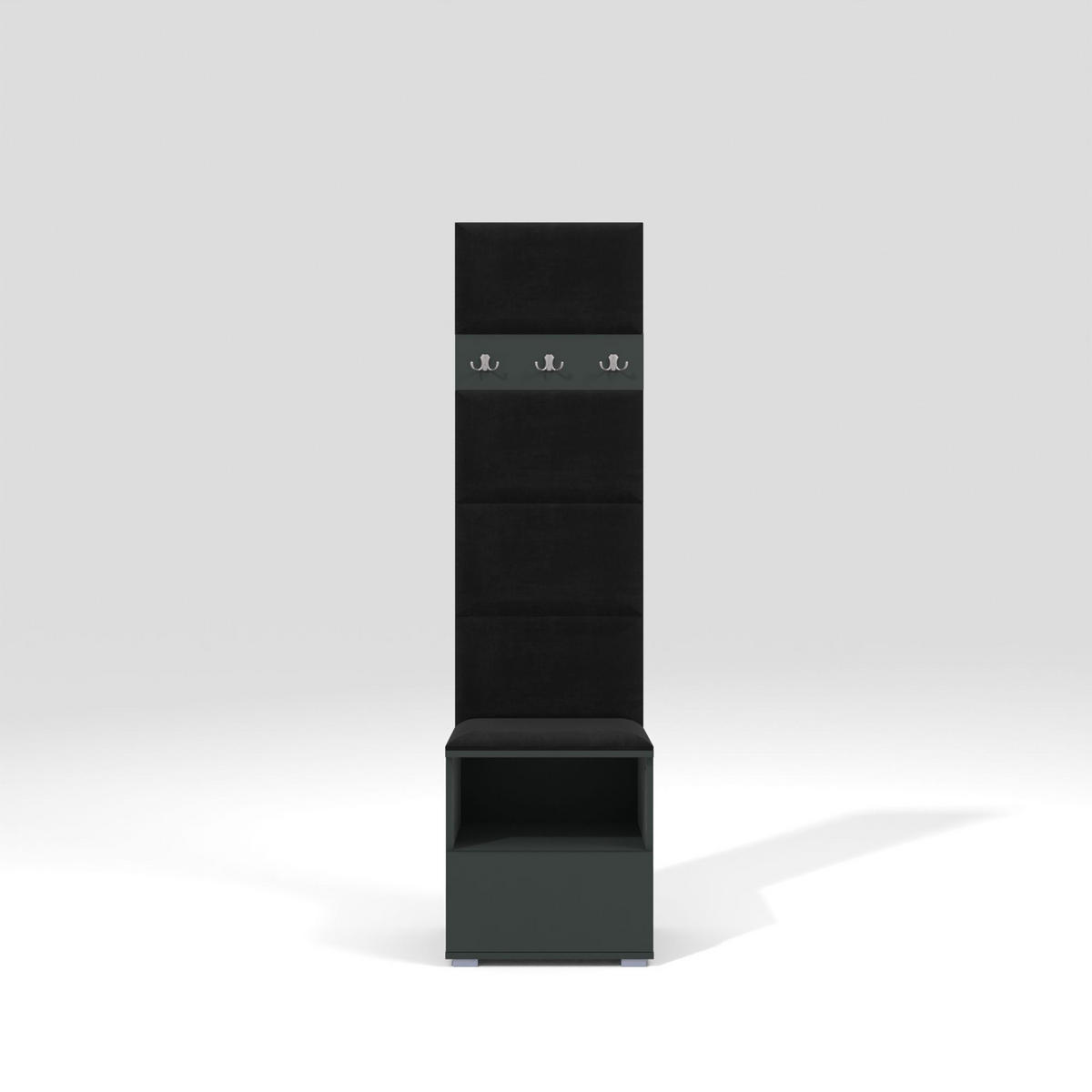 GARDEROBEN-SET Nela IV mit gepolsterten Paneelen 50/187/40 - Silberfarben/Graphitfarben, Holzwerkstoff/Kunststoff (50/187/40cm)