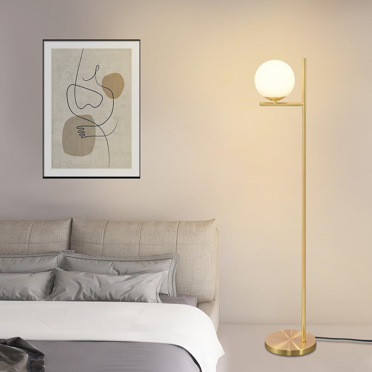 STEHLEUCHTE Dortmund 25/20/150 cm - Goldfarben, Metall (22/18/157cm) - Nettlife