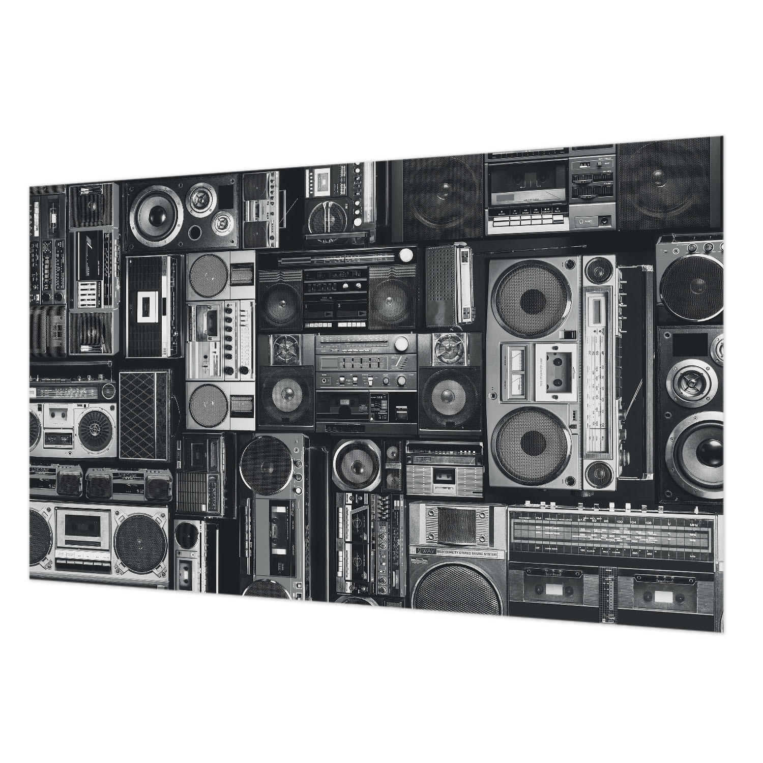 FOTOTAPETE 416x254 cm - Retro-Radio - Schwarz, Textil (416/254cm) - Wallfluent