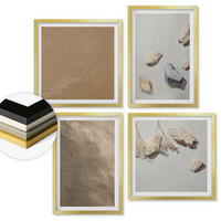 WANDBILDER 4er Set - 50x50 cm & 40x60 cm Goldrahmen - Strandsteine natürliche Strukturen - Goldfarben, Kunststoff (50/50cm) - ArtPrintCave