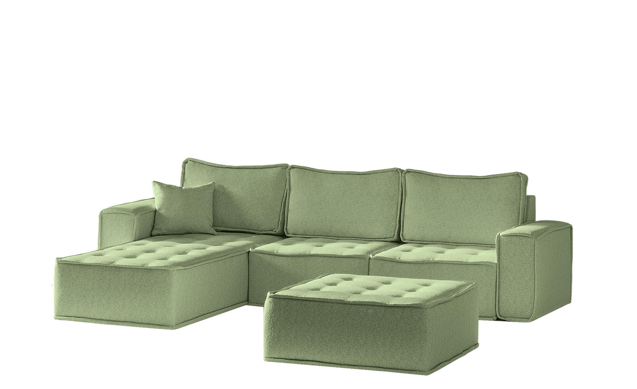 ECKSOFA Sande In Alpine - Hellgrün, Holzwerkstoff/Textil (292/192cm) - Fun Möbel