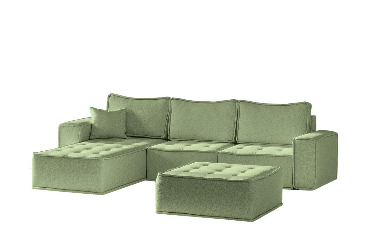 ECKSOFA Sande In Alpine - Hellgrün, Holzwerkstoff/Textil (292/192cm) - Fun Möbel