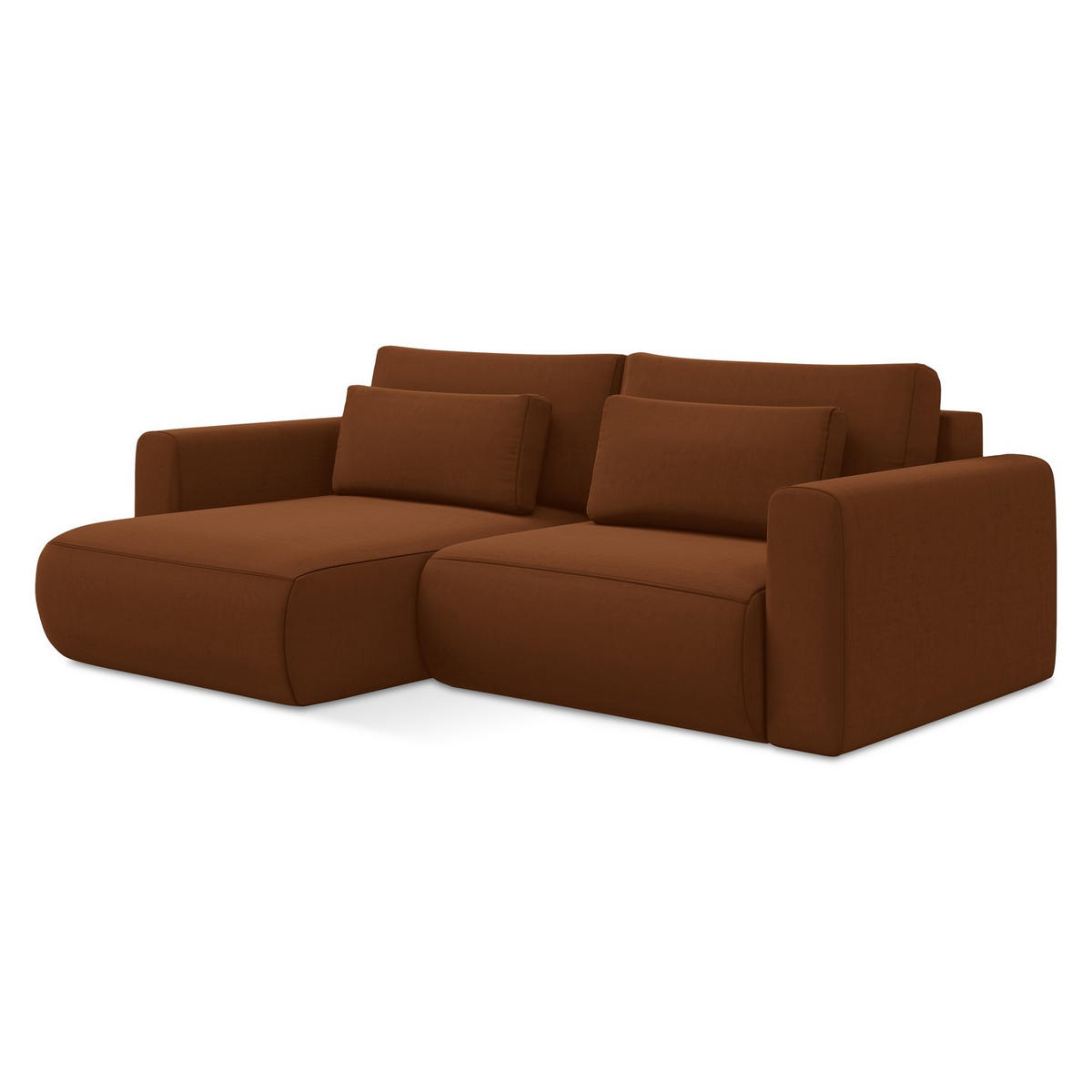 ECKSOFA mit Schlaffunktion Samt Stoff Orange - Terracotta/Schwarz, Kunststoff/Textil (149/240cm) - LaMiaSofa