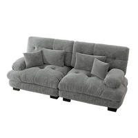 SCHLAFSOFA mit 2 Lendenkissen, 2 Dekokissen und Massivholzrahmen in Grau - Grau, Textil (220/81/77cm) - EVRYAE