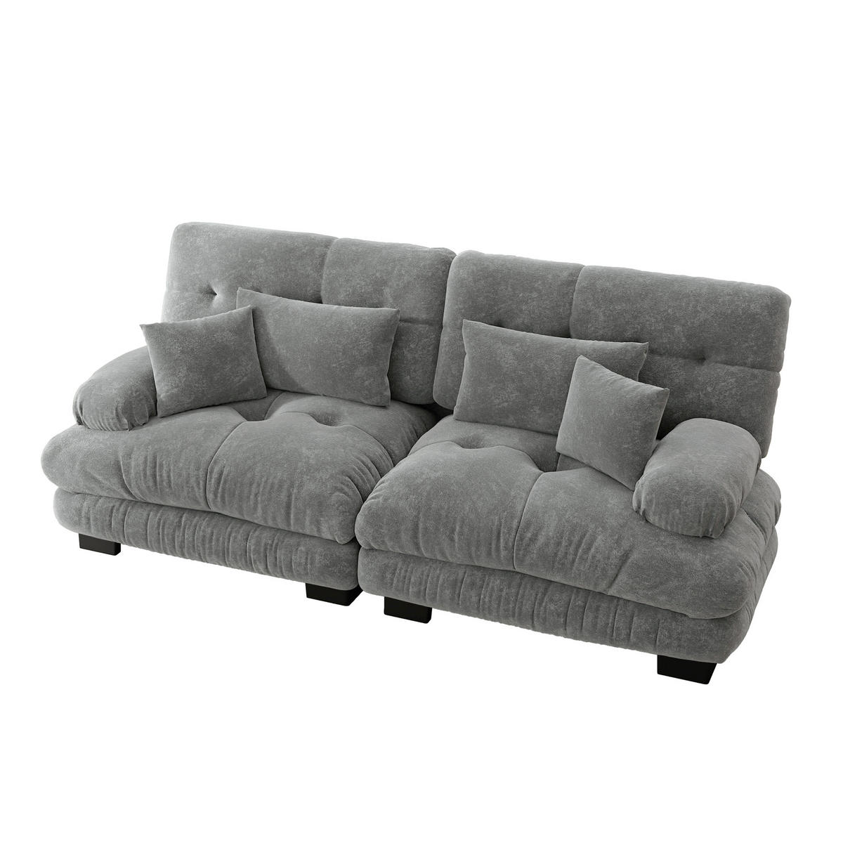 SOFA 2-Sitzer 220/77/81 cm Grau - Grau, Textil (77/81/220cm)