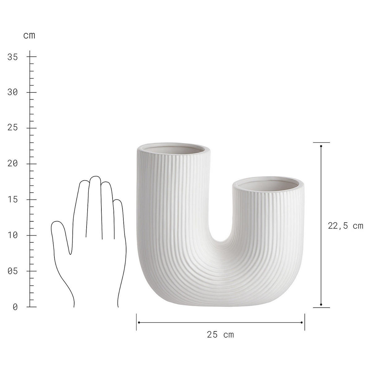 VASE Tube - Weiß, Keramik (23cm) - Butlers