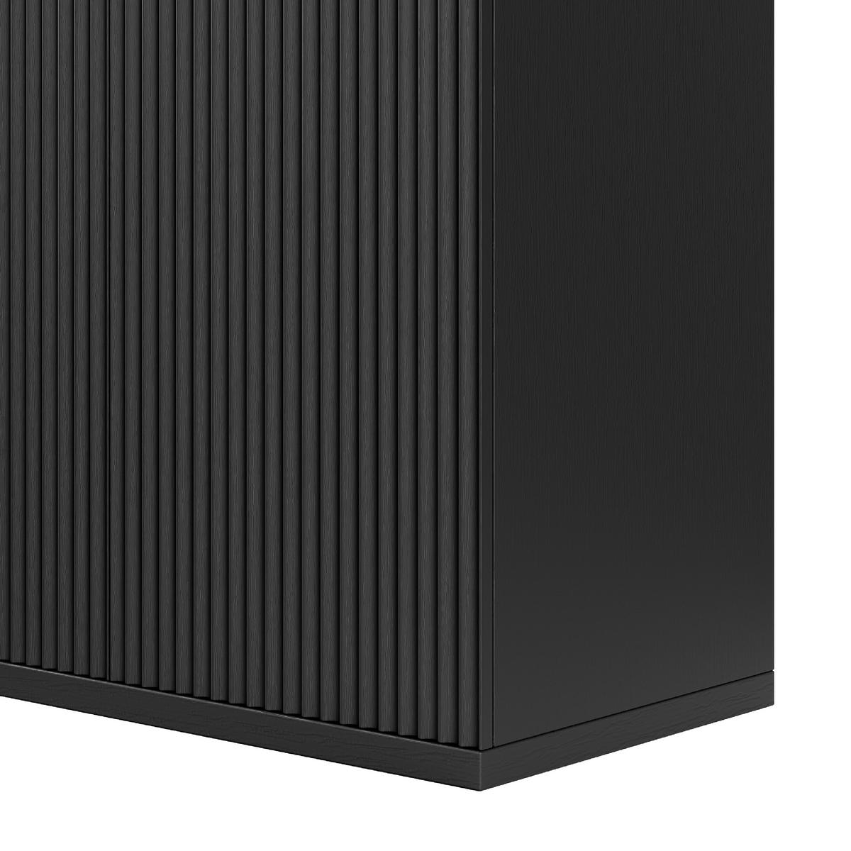 SIDEBOARD Schwarz 80 cm mit Riffeloptik & Gold-Griffen - Schwarz, Holzwerkstoff (80/80/40cm) - Urban Meuble