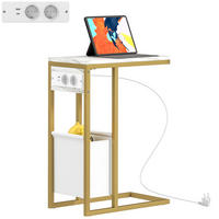 BEISTELLTISCH DE-15783 mit Ladestation Weiß - Weiß, Holzwerkstoff (46/25/62.5cm) - ComfortXL
