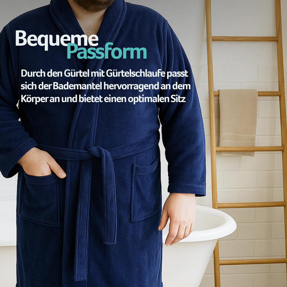 BADEMANTEL Übergrößen ( 4XL -6XL ) Marine 4XL - Blau, Textil (4XLnull) - Bestlivings