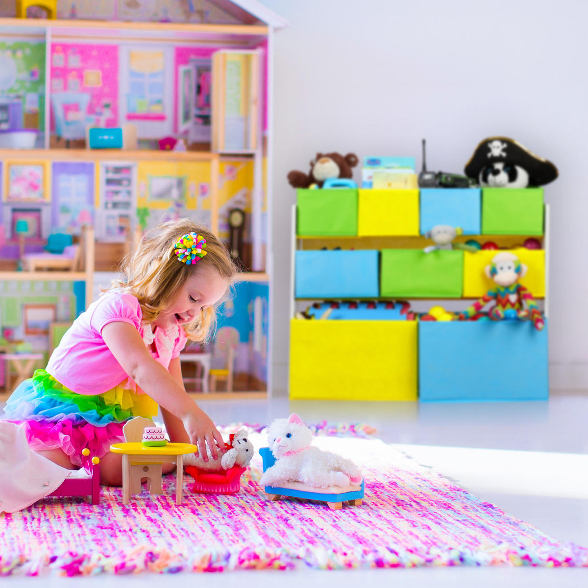 KINDERREGAL - Multicolor, Holzwerkstoff/Kunststoff (82.5/66/29.5cm) - Relaxdays