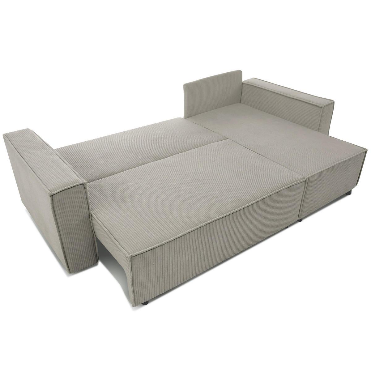 ECKSCHLAFSOFA Neapol mit Bettkasten, 255 cm, Cord-Stoff, Cappuccino - Schwarz/Cappuccino, Textil (256/148cm) - Beautysofa