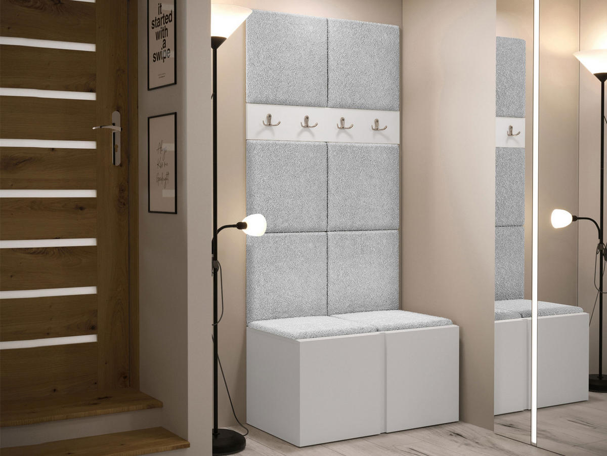 GARDEROBEN-SET Orion IV - Hellgrau/Weiß, Holzwerkstoff/Kunststoff (84/186/46cm) - MIRJAN24