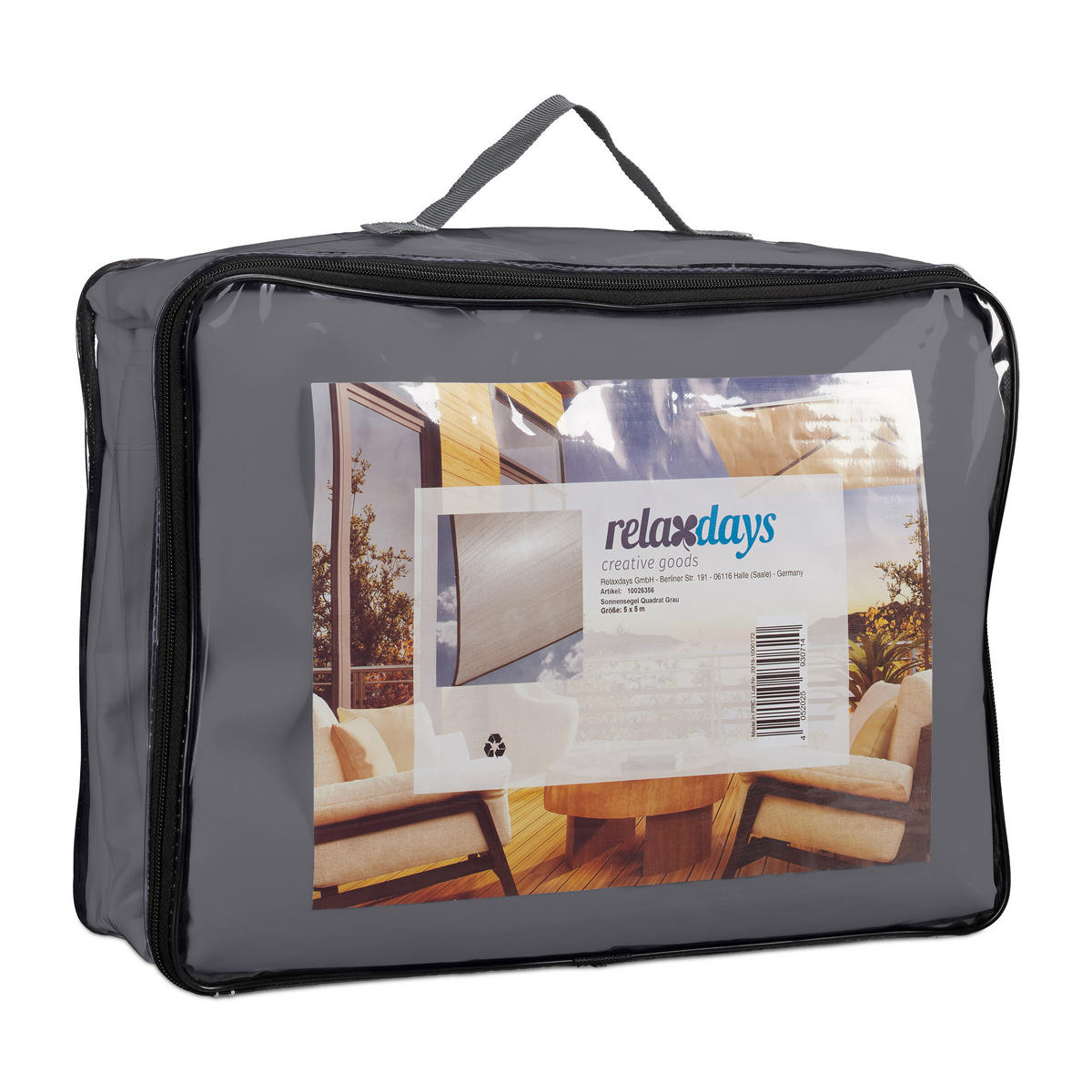 SONNENSEGEL - Grau, Textil/Metall (500/500cm) - Relaxdays