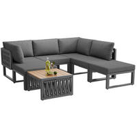 GARTENLOUNGE-SET mit verstellbaren Rückenlehnen & Tisch, 7-teilig, 54/49/83 cm, Grau - Grau, Metall - Redom