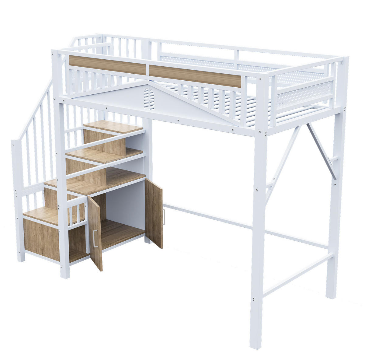 HOCHBETT 90/200 cm aus Metall mit Stauraum und Sicherheitszaun in Weiß - Weiß, Metall (90/200cm) - Flora Grace