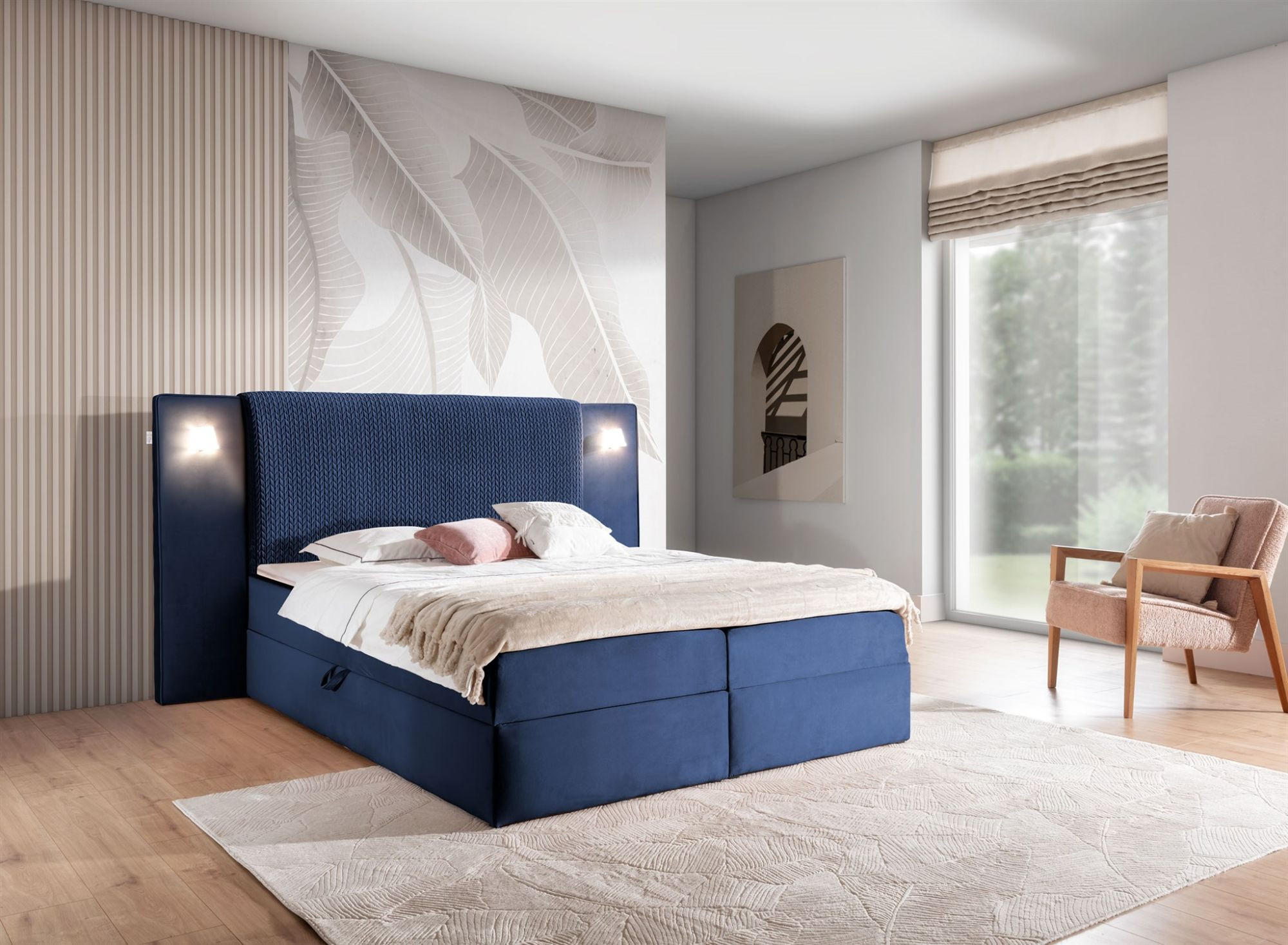 BOXBETT Marten überlänge Set.1 - Dunkelblau, Holzwerkstoff/Textil (180/220cm) - Fun Möbel