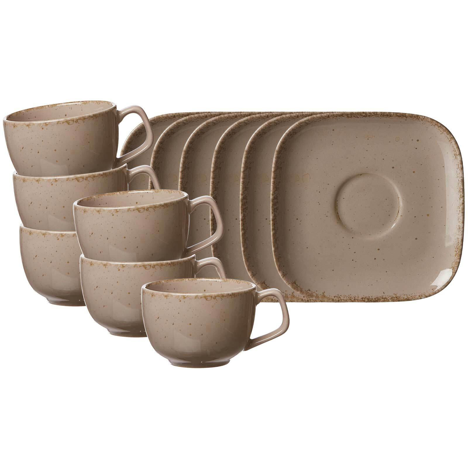 KAFFEETASSEN MIT UNTERTASSEN Casa grau 200 ml 6er Set - Grau, Keramik (13.5/9/13.5cm) - Ritzenhoff Breker