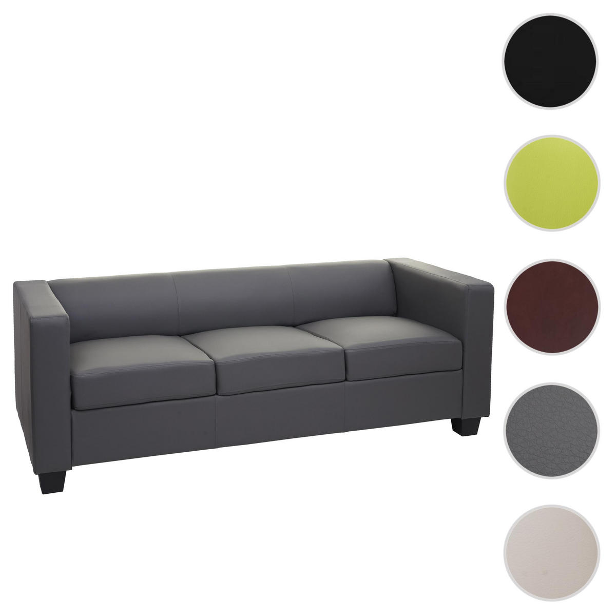 3ER SOFA Grau - Dunkelgrau/Grau, Textil (191/70/75cm) - MCW