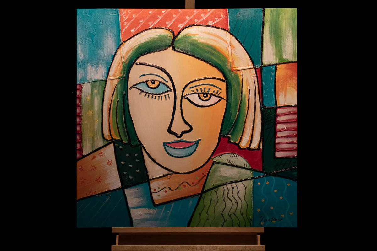 RUČNE MAĽOVANÝ AKRYLOVÝ OBRAZ 80/80 cm, viacfarebný, figurálny motív - viacfarebná, drevo/textil (80/80cm) - KUNSTLOFT