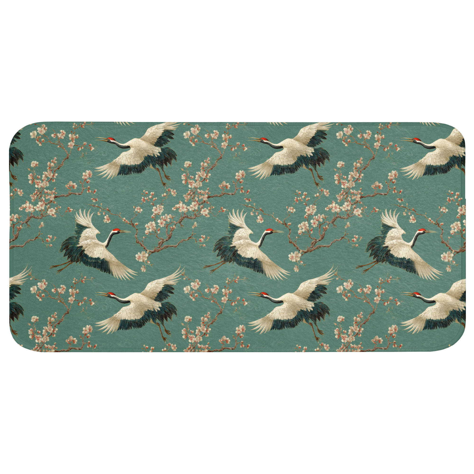BADEMATTE Kirschblüte - Umstandsblumen - Grün Badezimmerteppich 120x60 cm - Waldgrün, Kunststoff/Textil (120/60cm) - OnlyWow