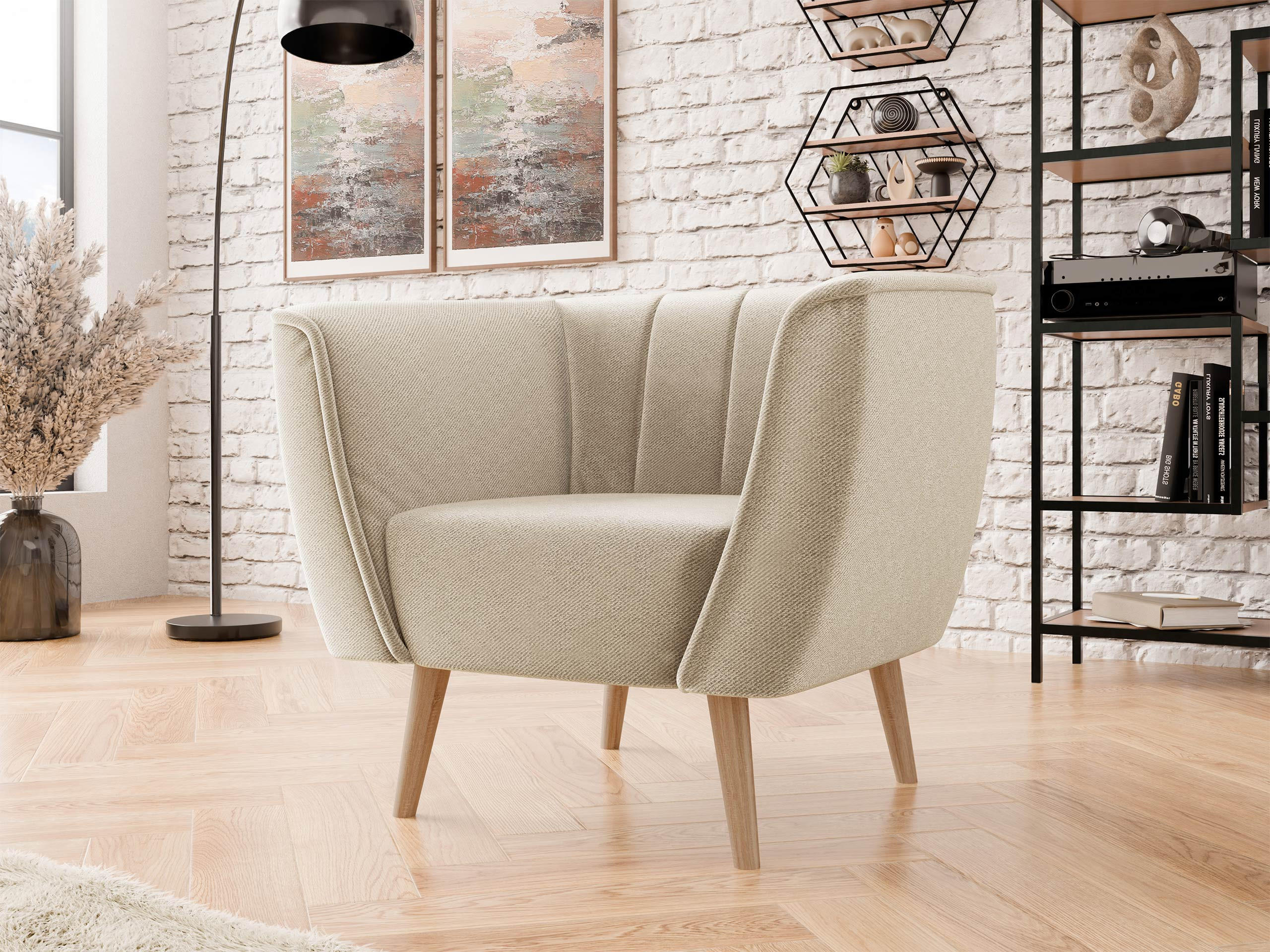 SESSEL Pas 1 - Beige/Naturfarben, Holz/Textil (82/75/74cm) - MIRJAN24