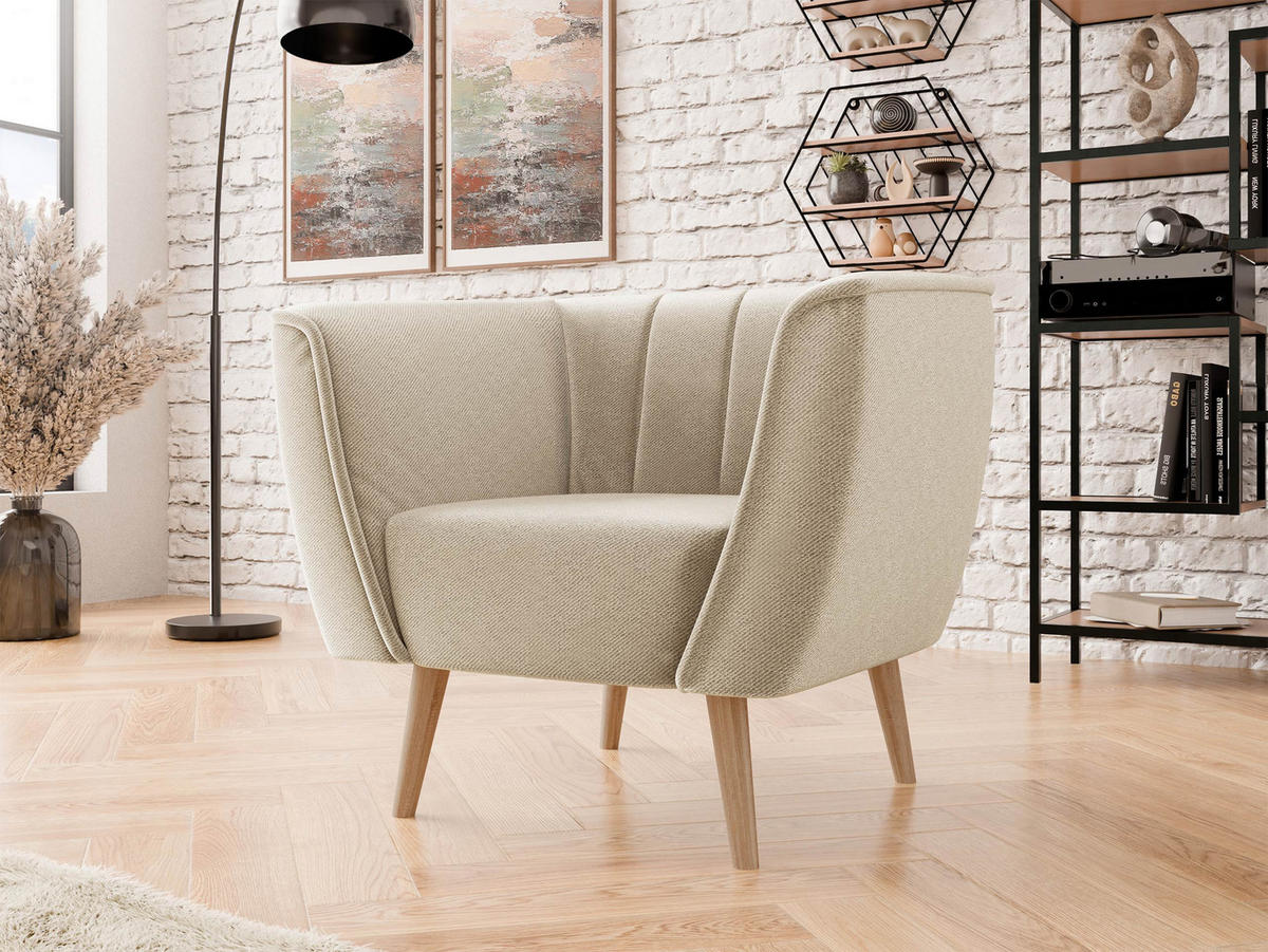 SESSEL Pas 1 - Beige/Naturfarben, Holz/Textil (82/75/74cm) - MIRJAN24